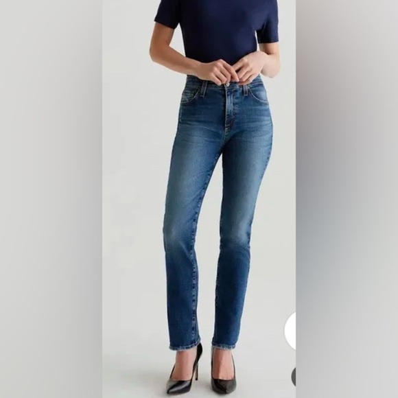 Adriano Goldschmeid The Mari High Rise Straight Leg Jeans Size 29 Regular Navy - Picture 1 of 6